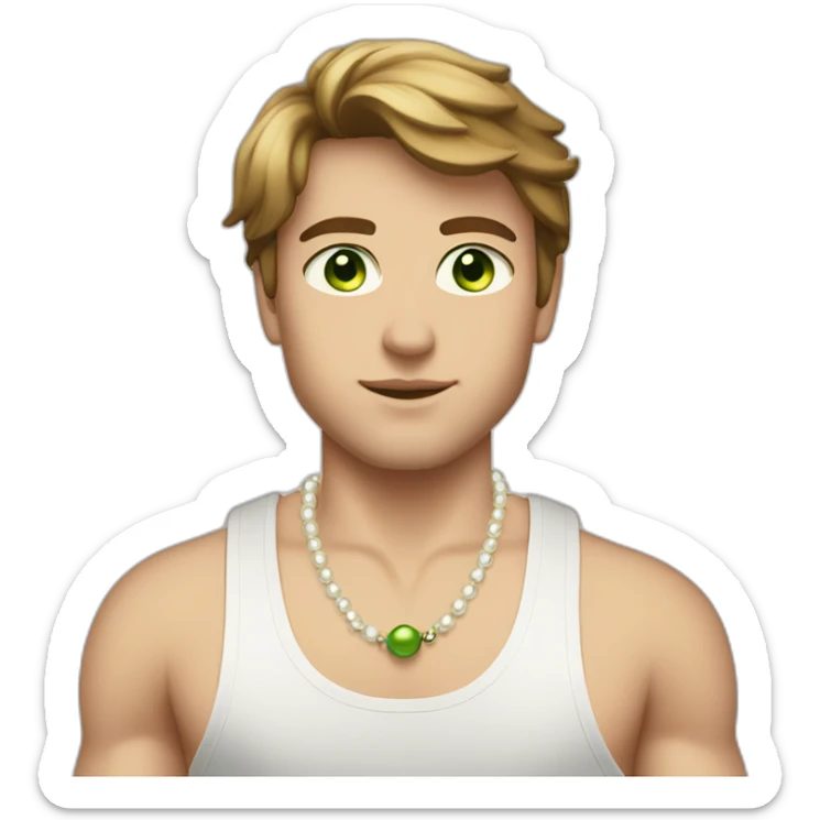 Posh-gym-boy-with-pearl-necklace-and-green-eyes-and-brown-hair sticker
