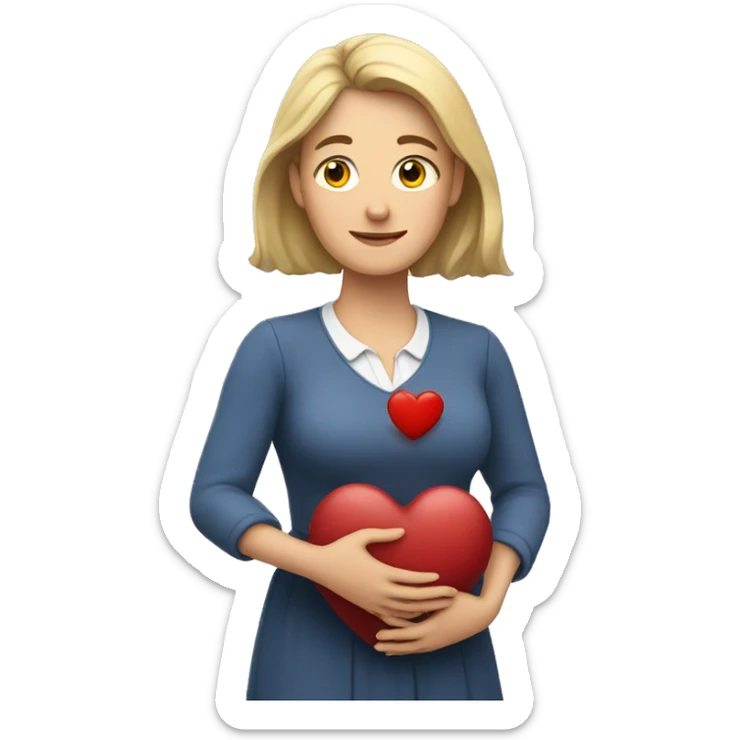 A European woman teacher holds her heart in her hands sticker