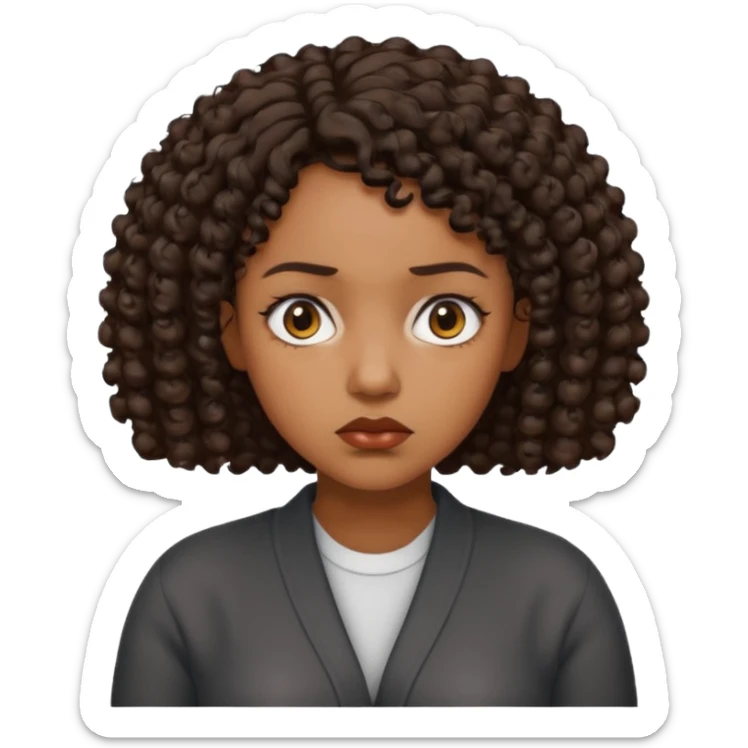 black woman puzzled short curly hair sad shrug emoji sticker
