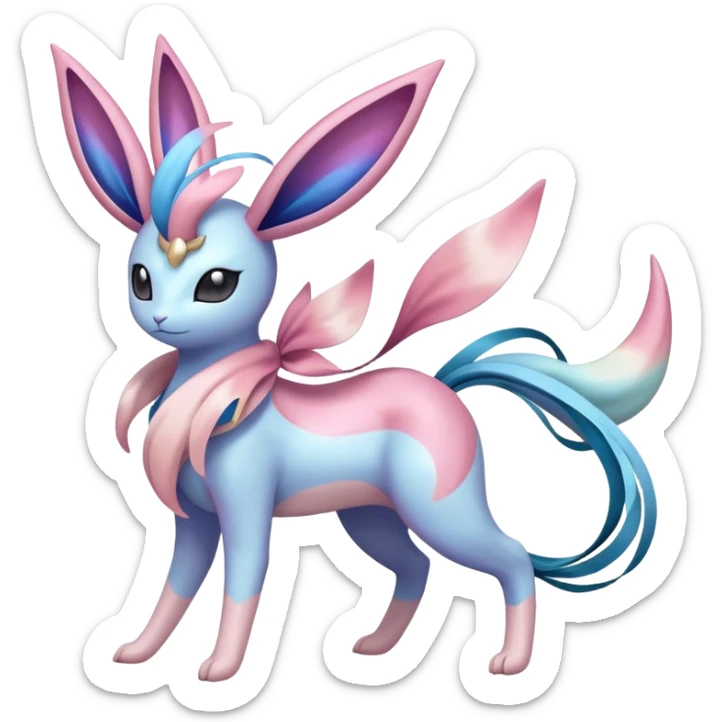 Colorful Shiny Exotic Cresselia-Sylveon-Suicune-Fakémon-hybrid-creature (full body)  sticker
