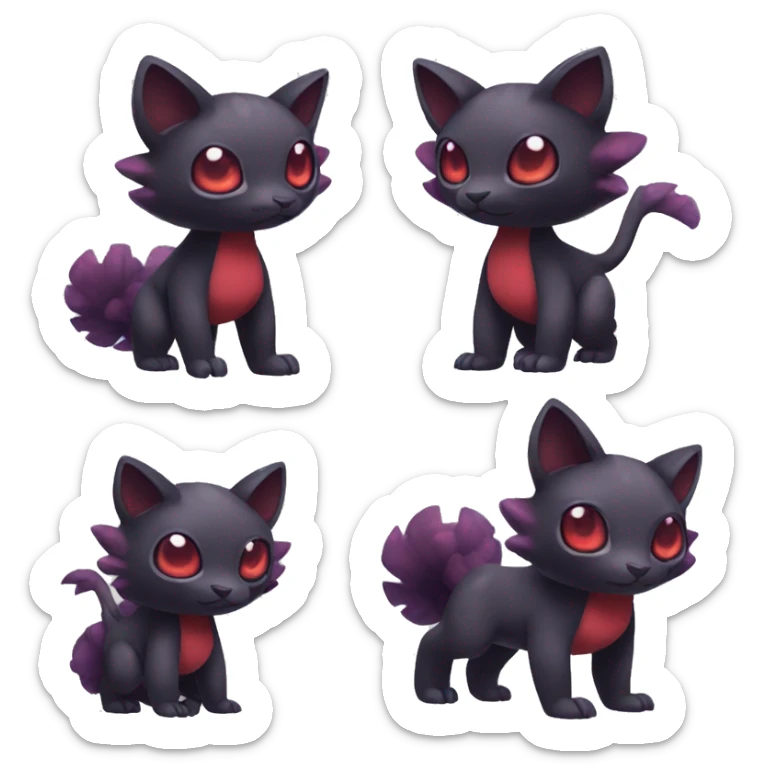 Cute cool dark black red purple animal hybrid Fakemon full body sticker