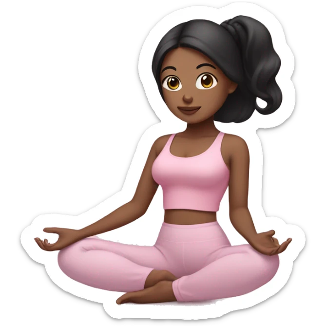 yoga girl with black hair and baby pink outfit sticker