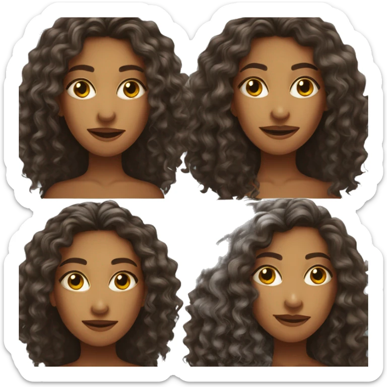 Realistic Brazilian young pretty women with a long curly hair  sticker