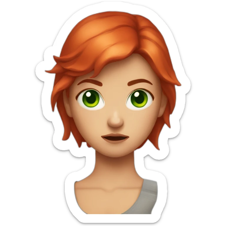 the girl with green eyes and red hair is angry sticker