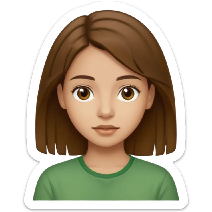 Make a zumba coach emoji, brown eyes, brown hair girl, green shirt withe "the roots" on it sticker