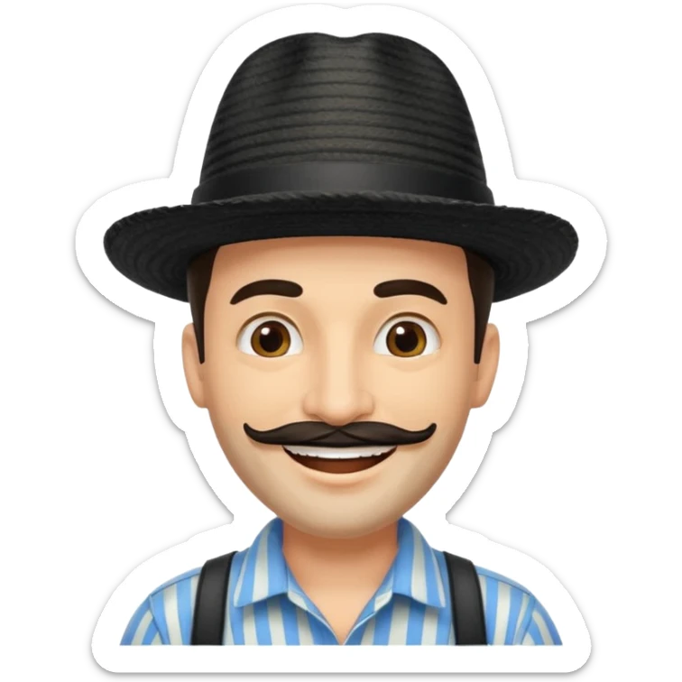 A happy fair skinned Colombian man with some facial hair wearing a black stripped Colombian hat  sticker