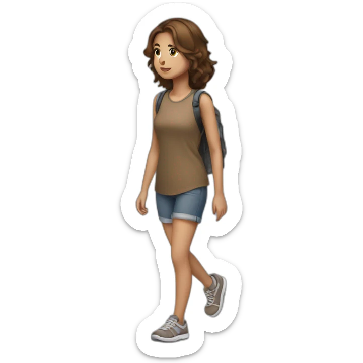 Brown haired girl walking sticker