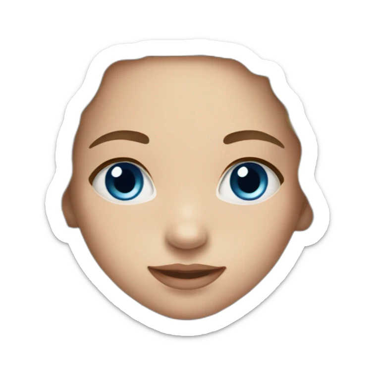 a girl with very light skin, brown straight hair and blue eyes sticker