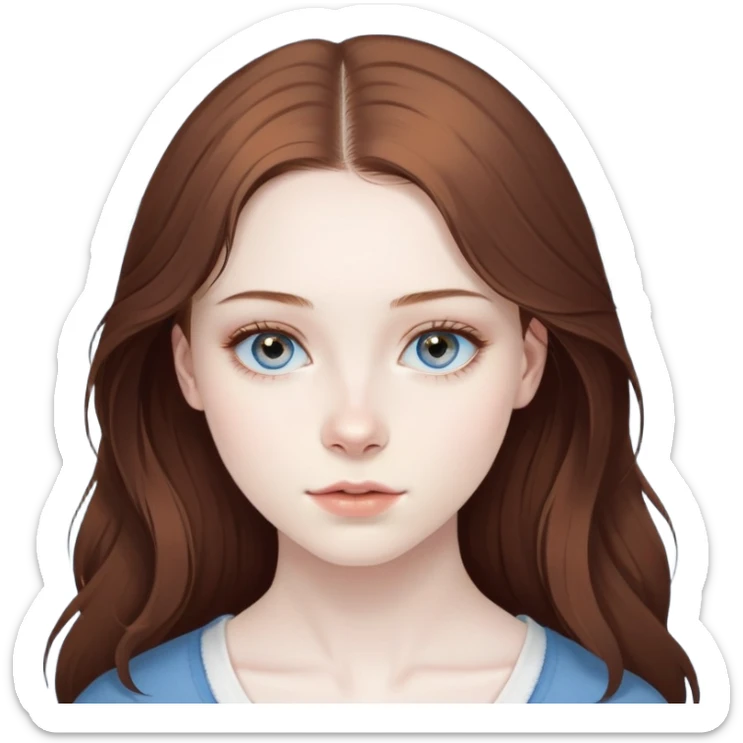 One girl with pale skin brown eyes brown hair
A second girl with pale skin brown eyes brown hair
A third girl with pale skin brown eyes brown hair
A fourth girl with pale skin blue eyes brown hair
A fifth girl with pale skin blue eyes brown hair sticker