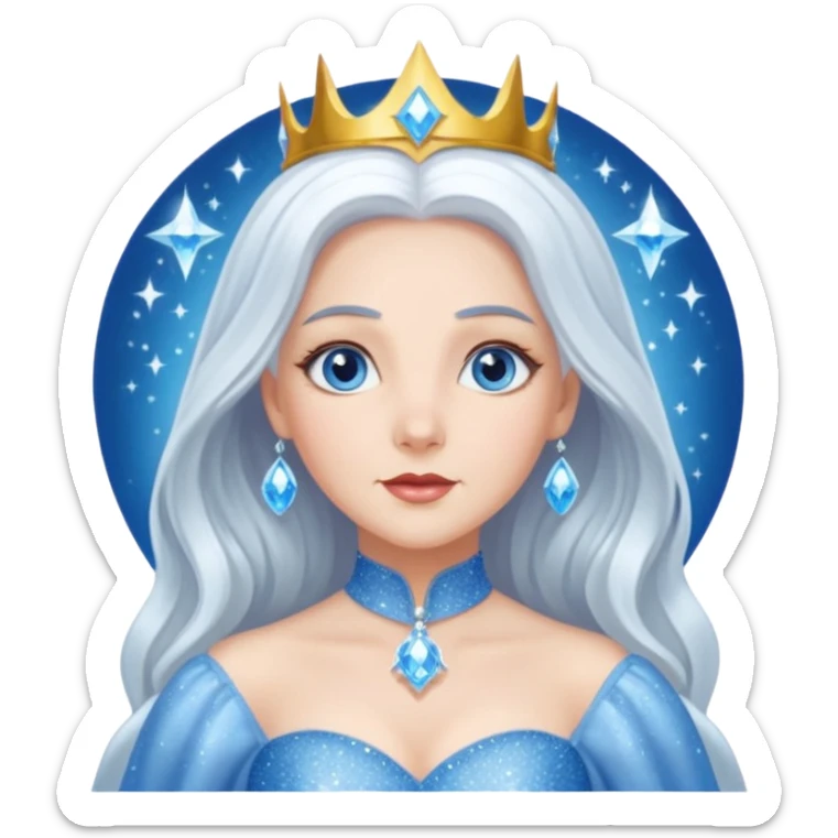 Good Witch of the North from the Wizard of Oz with long white hair, blue eyes, white outfit sticker