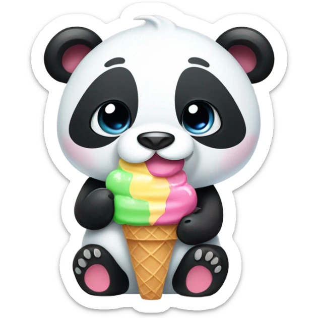 Panda eating ice cream sticker