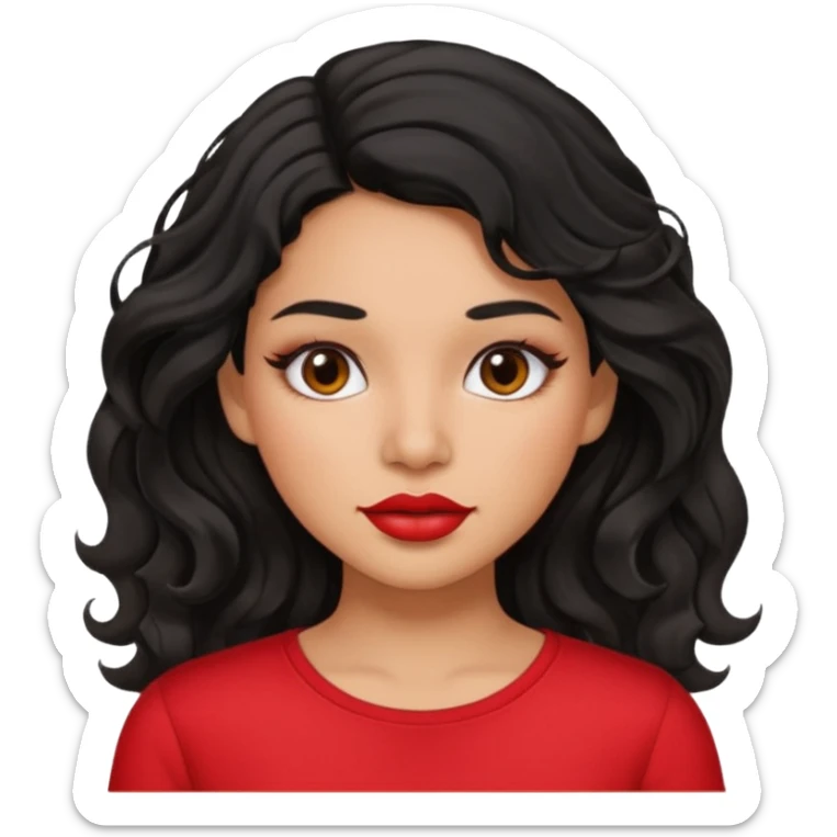 Latina girl with lip liner and black wavy hair sticker