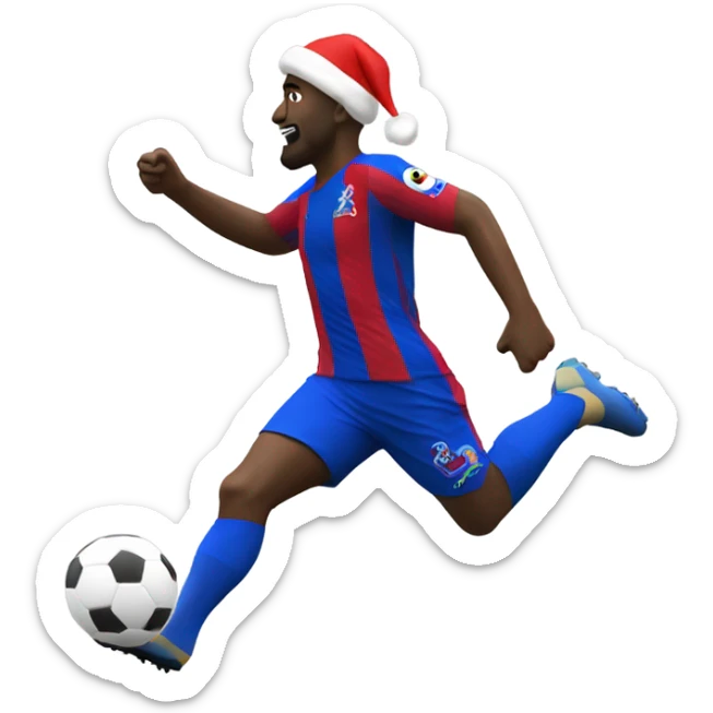 Black Crystal Palace football player scoring a goal with a Santa hat sticker