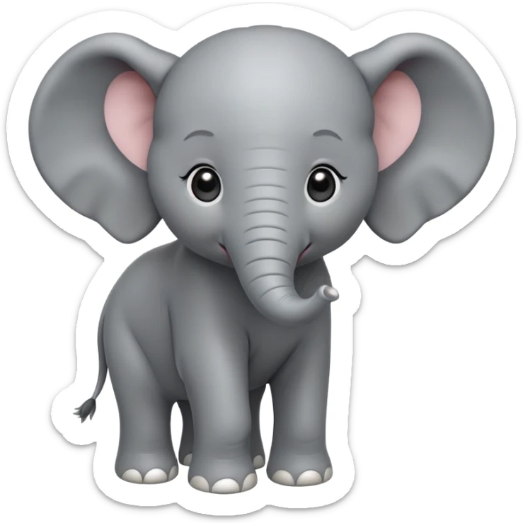 cinematic-noble-baby-elephant-portrait-emoji,-poised-and-regal,-with-a-tiny,-endearing-build-and-a-soft,-smooth-gray-hide,-delicate-floppy-ears-and-a-small,-curious-trunk,-deep-set-soulful-eyes,-simplified-yet-sharp-and-sophisticated sticker