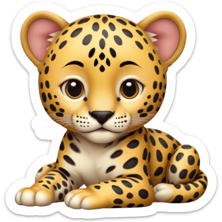 A high-resolution photo-realistic digital illustration of a baby jaguar, chest upward A high-resolution, photo-realistic digital illustration of a majestic baby jaguar sticker