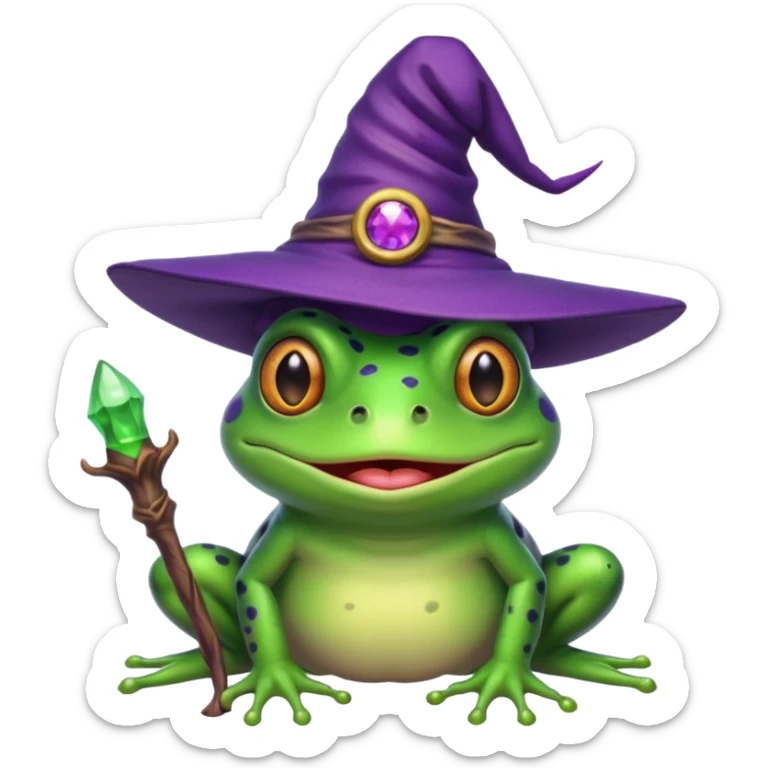 frog wear purple wicth hat sticker