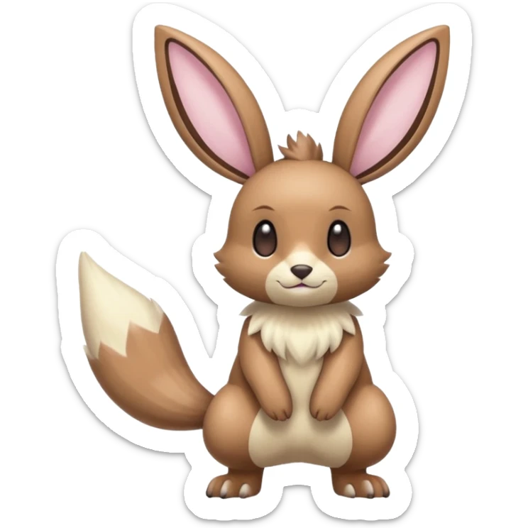 Pastel Shiny Colorful Lopunny-Buneary-Eevee-Furret-Linoone-fusion (full body) sticker