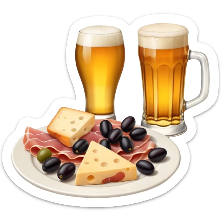 small plate of Spanish tapa with a beer inspired by southern Spain sticker