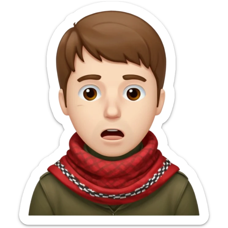 Sore throat for white brown hair guy
No fever - red  palestinian keffieh sticker