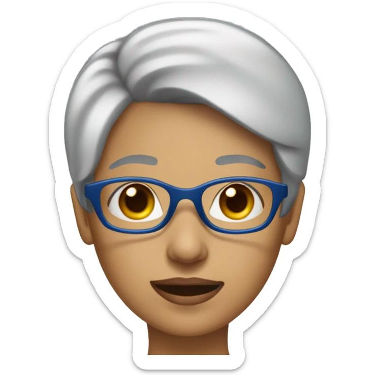 Woman with short gray hair and blue rimed glasses  sticker