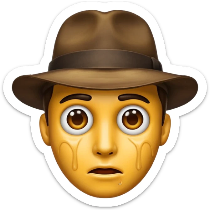 Emoji of steven miller’s face melting like in Raiders of the lost ark sticker