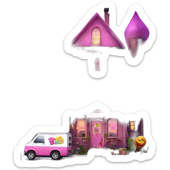 Barbie’s 5 story tall haunted dream house and food truck  sticker
