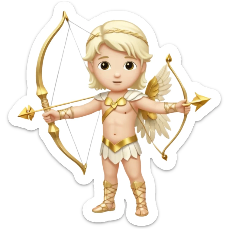 Cupid, God of Love from Gods and Goddesses with long platinum blonde hair, cream sequin outfit sticker