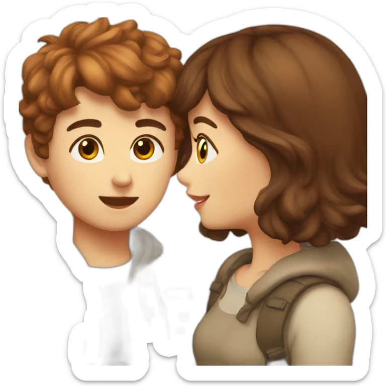 a auburn short haired boy kissing brown haired girl kissed sticker