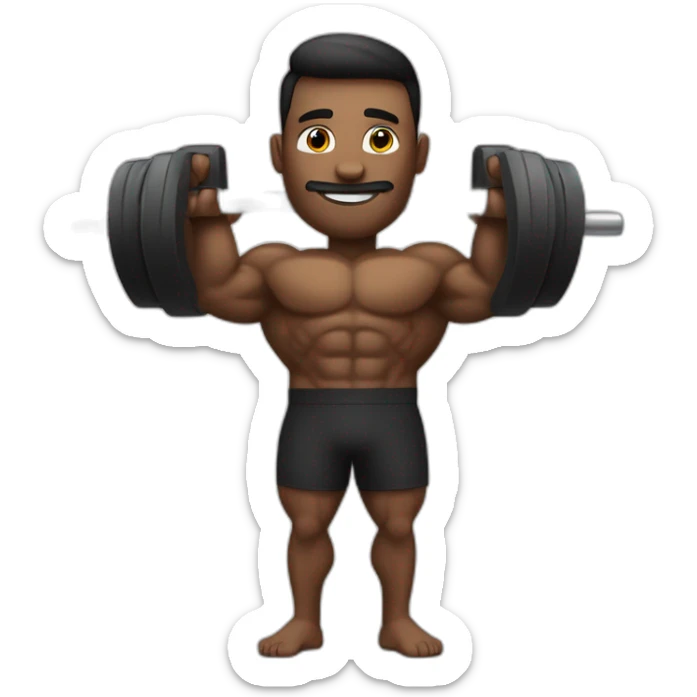 un homme noire musclé en position de fitnesse avec les biceps en l air sticker