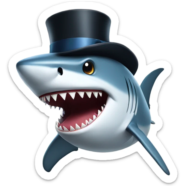 Shark with a top hat sticker