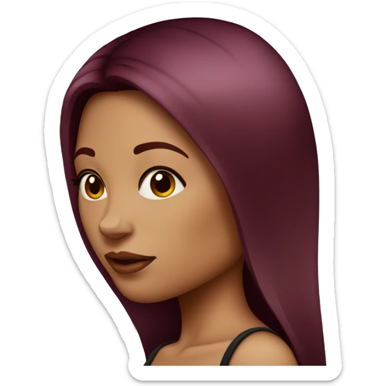 Tattooed woman with long straight burgundy hair sticker