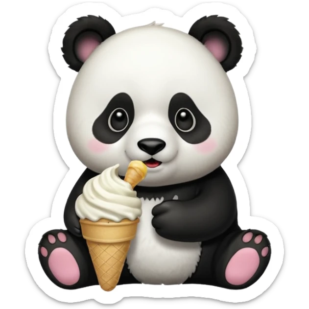 Panda eating ice cream sticker