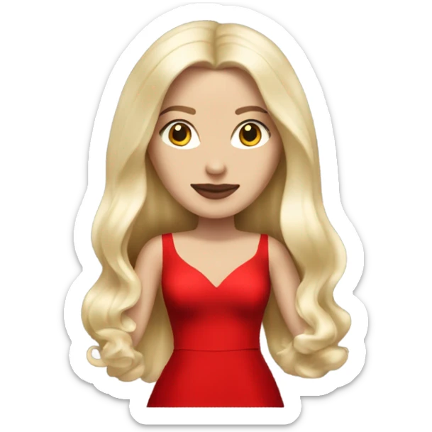 white blonde woman in red dress and high heels long hair Louboutin heels sticker