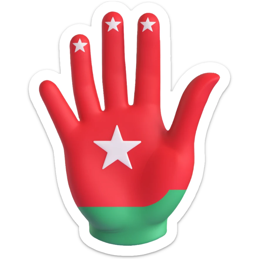 Abkhazian flag emoji with a white hand and seven stars on a red and green background sticker