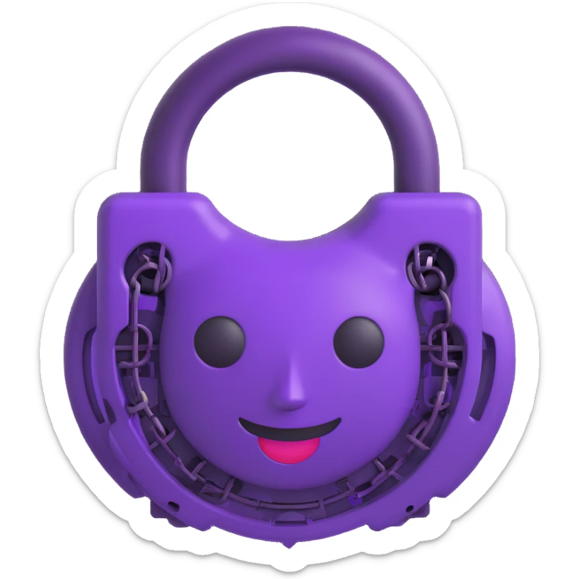 purple team cyber security emoji with a lock, circuit lines, and purple accents in modern emoji style sticker