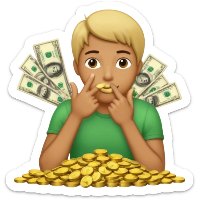 a bank de dinero y una persona haciendo gesto de silencio sticker