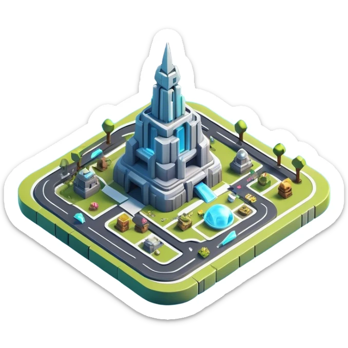 Clash of Clans aesthetic: Cinematic Playful 3D Isometric Holographic Map Emoji, rendered in a 3D vector-style similar to standard emojis with minimal shading and bold, simplified shapes. A compact, distinct form with signature details, softly glowing with a futuristic sci-fi warfare charm. Simplified yet unmistakably iconic, highly detailed and consistent, glowing with a soft radiance and high shine. Stylized with a touch of high-tech brilliance and a soft glowing outline, capturing the essence of a beloved gaming relic with a friendly, playful manner! sticker