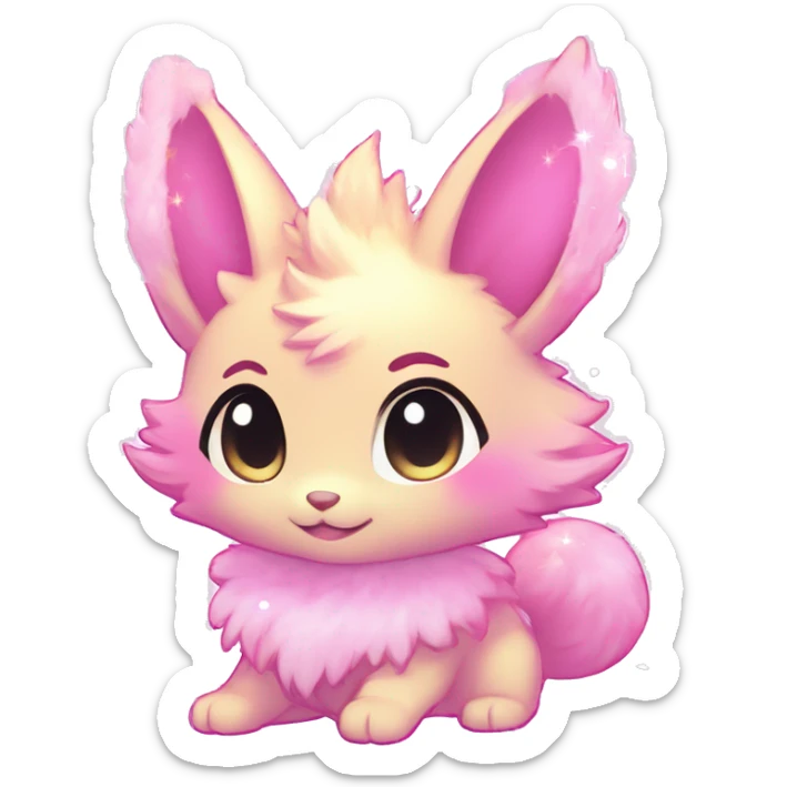 Anthro Shiny Pastel Glitter Sparkle Stars Pink Gradient Anime Chibi Fakémon Fur Sona sticker