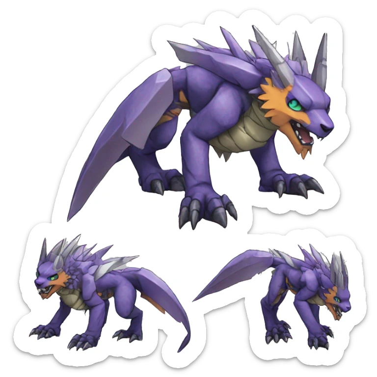  Cool Edgy Digimon-Fakemon-Garurumon-Loogamon with edgy markings full body sticker