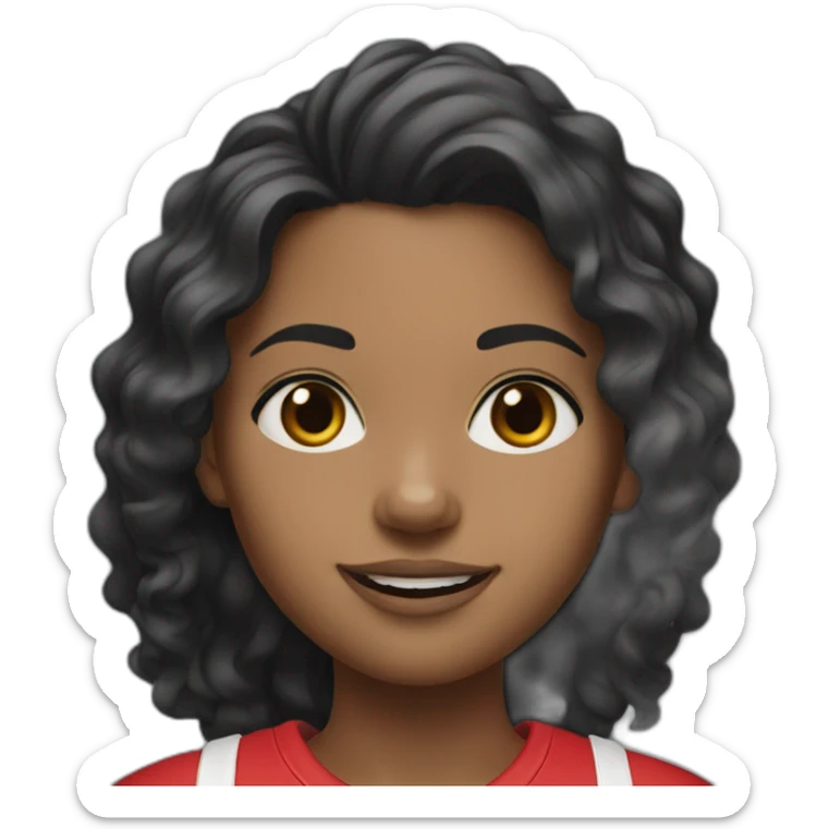 A girl wearing Jordan chose with a wavy black hair sticker