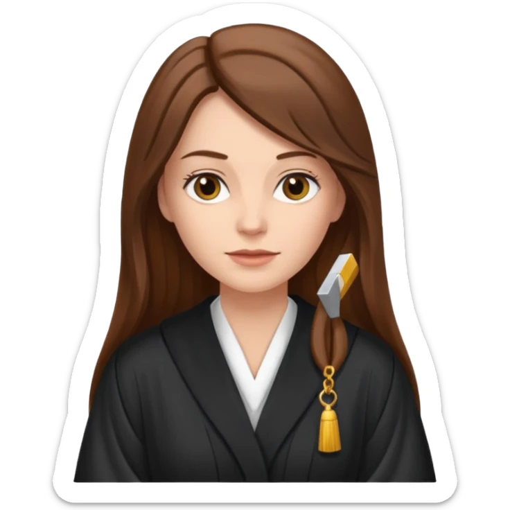 white-women-with-long-brown-hair-lawyer-in-lawyer’s-robe. sticker