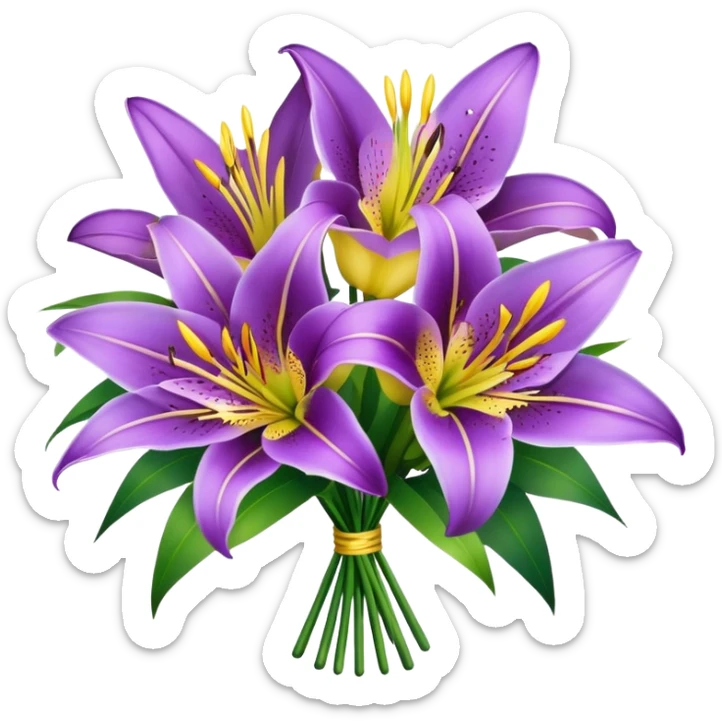 Bouquet of purple lilies and yellow poms sticker
