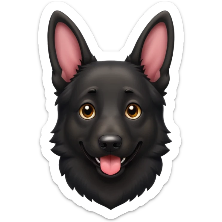 cartoon style dark German Shepherd dog with longer tongue hanging out  sticker