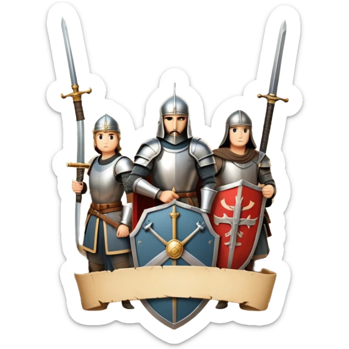 Icon for Historical Movies: A vintage movie poster-style design with elements of ancient architecture, historical figures in period costumes, and a backdrop of a historical event or battle. Include scrolls, swords, and shields. Retro cinematic feel. Transparent background. sticker