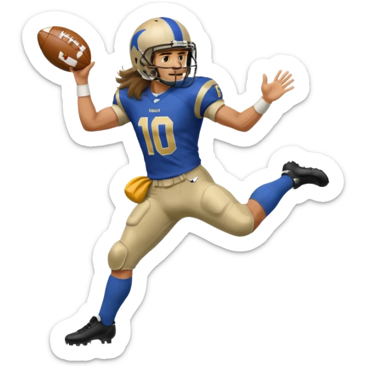 Long Haired Football Players, Male player with long hair kicking ball sticker