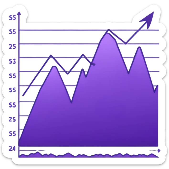 A line graph in the style of a purple Japanese sketch sticker