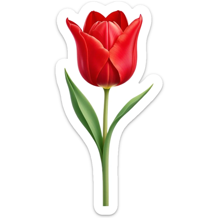 ​Cinematic Realistic Tulip, depicted as a single, exquisitely detailed bloom with vibrant red petals and a delicate stem, softly illuminated by natural light that highlights its graceful beauty and elegant form, sticker