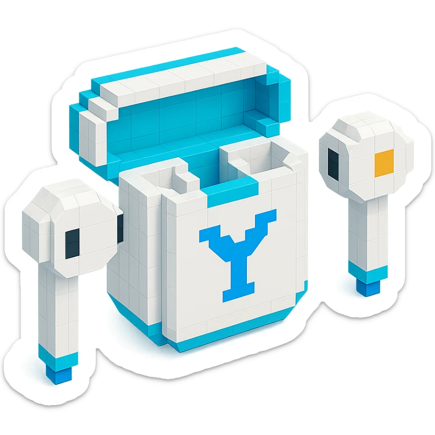 white EarPods headphones with a sci-fi theme sticker