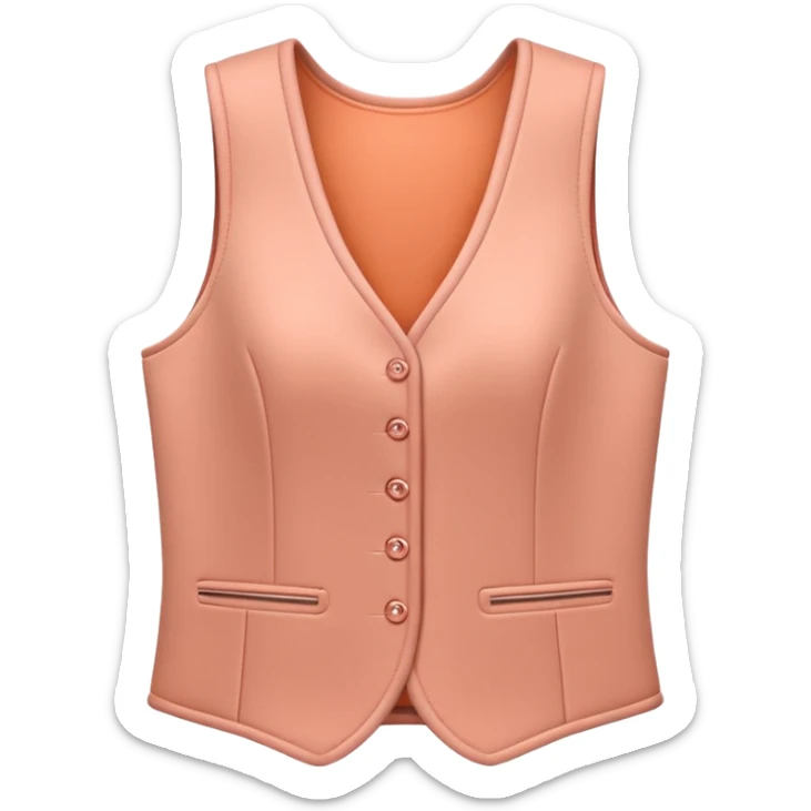 Apple-style 3D emoji of a women’s vest, sleeveless, fitted design, stylish cut, light fabric texture, feminine look, no background sticker