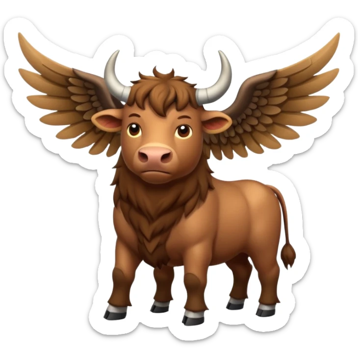 winged ox emoji light brown body visible too wings on the shoulders (4 legs) sticker